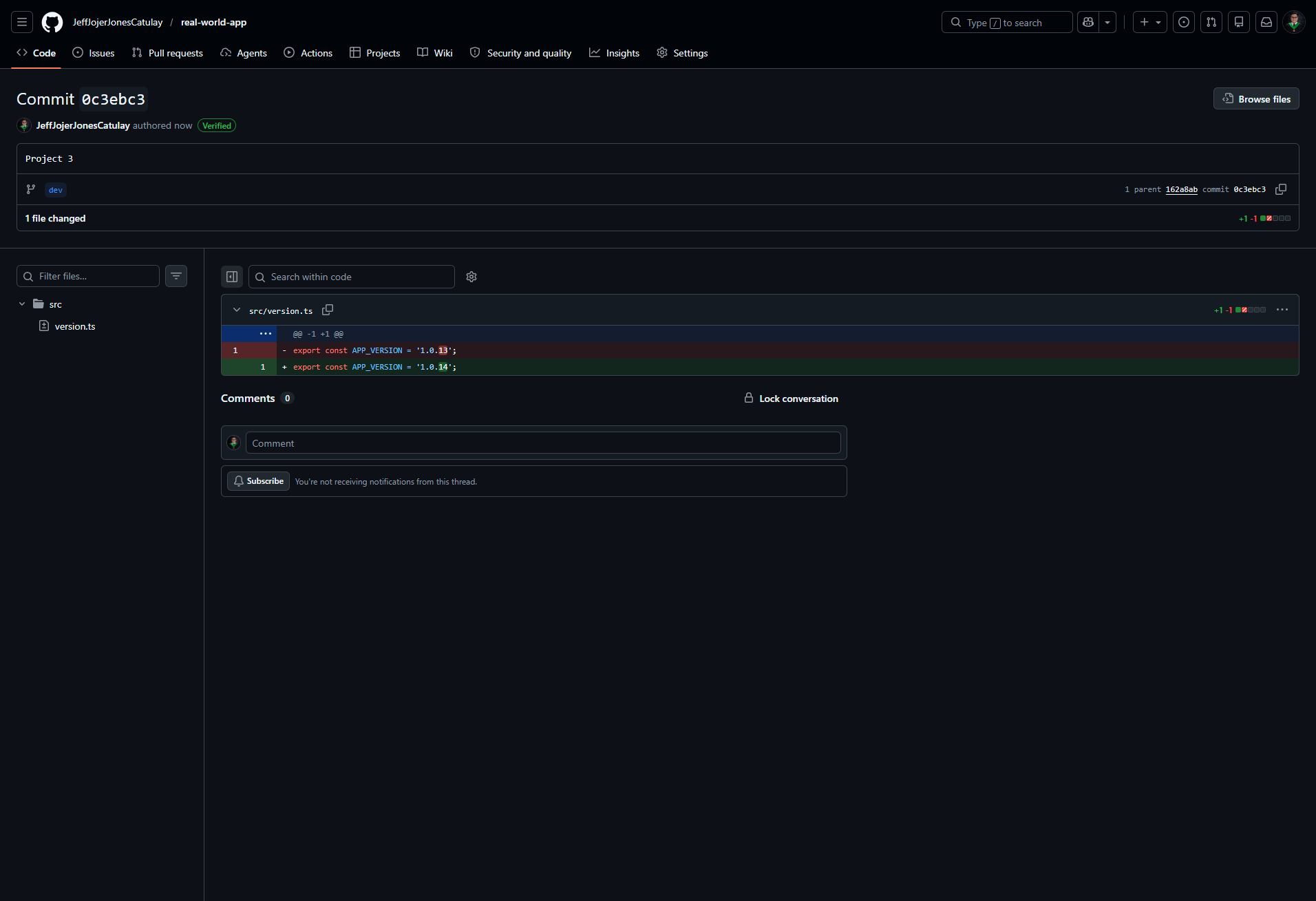 GitHub Source Commit