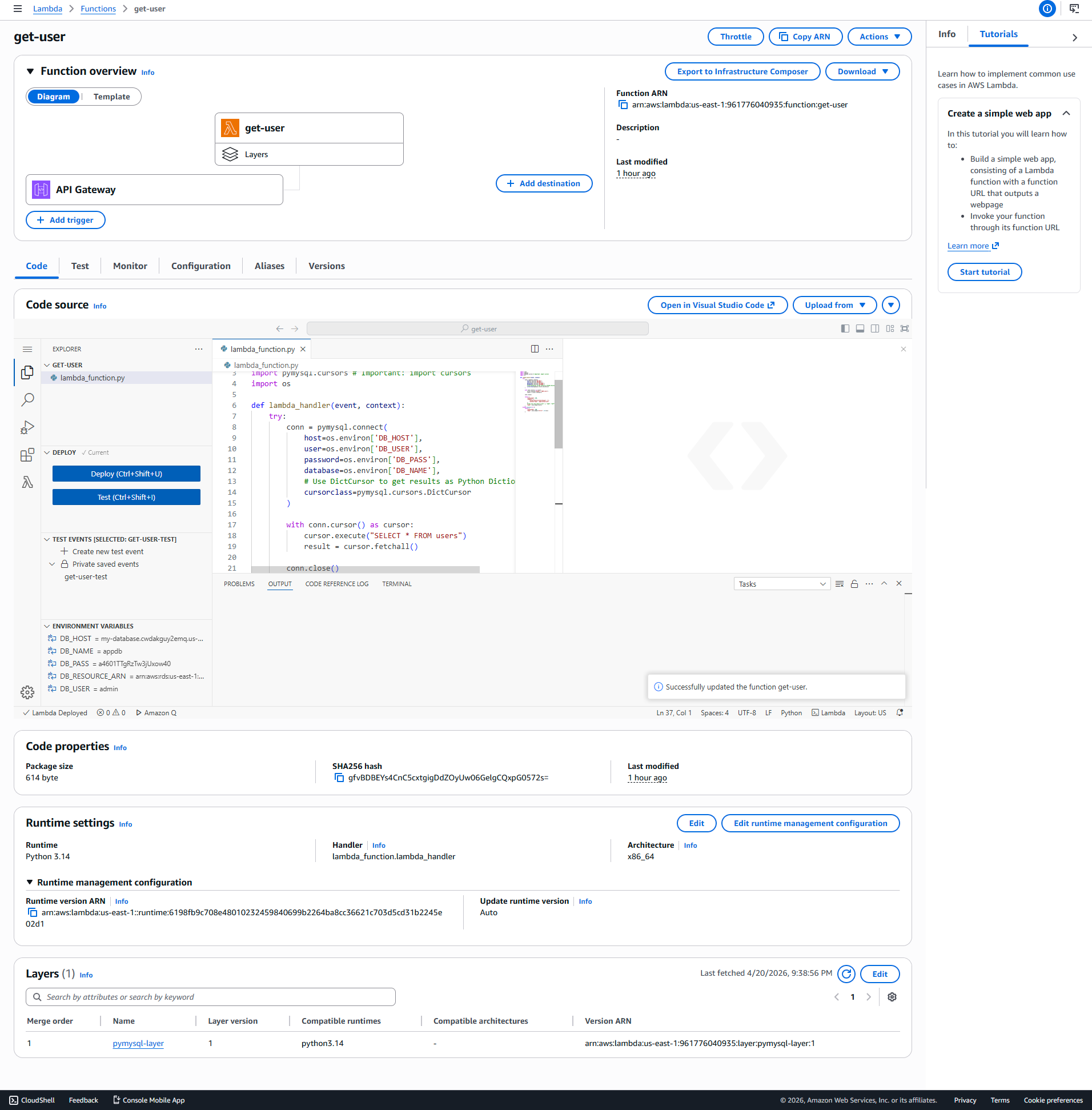 AWS Lambda Detail View 1