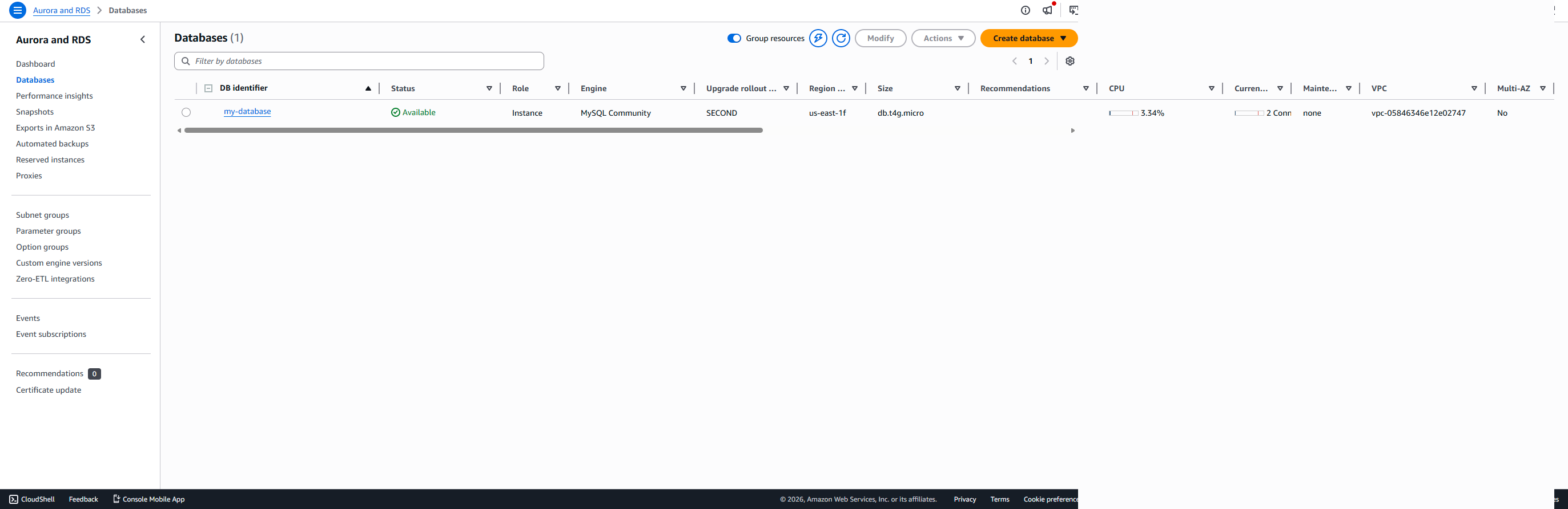 Amazon RDS Instance