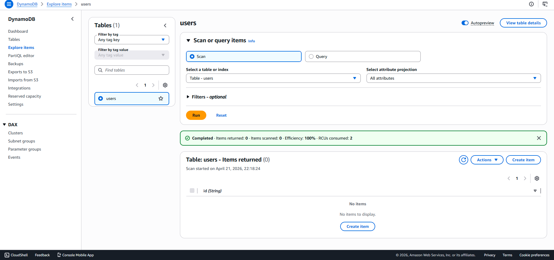 DynamoDB Configuration