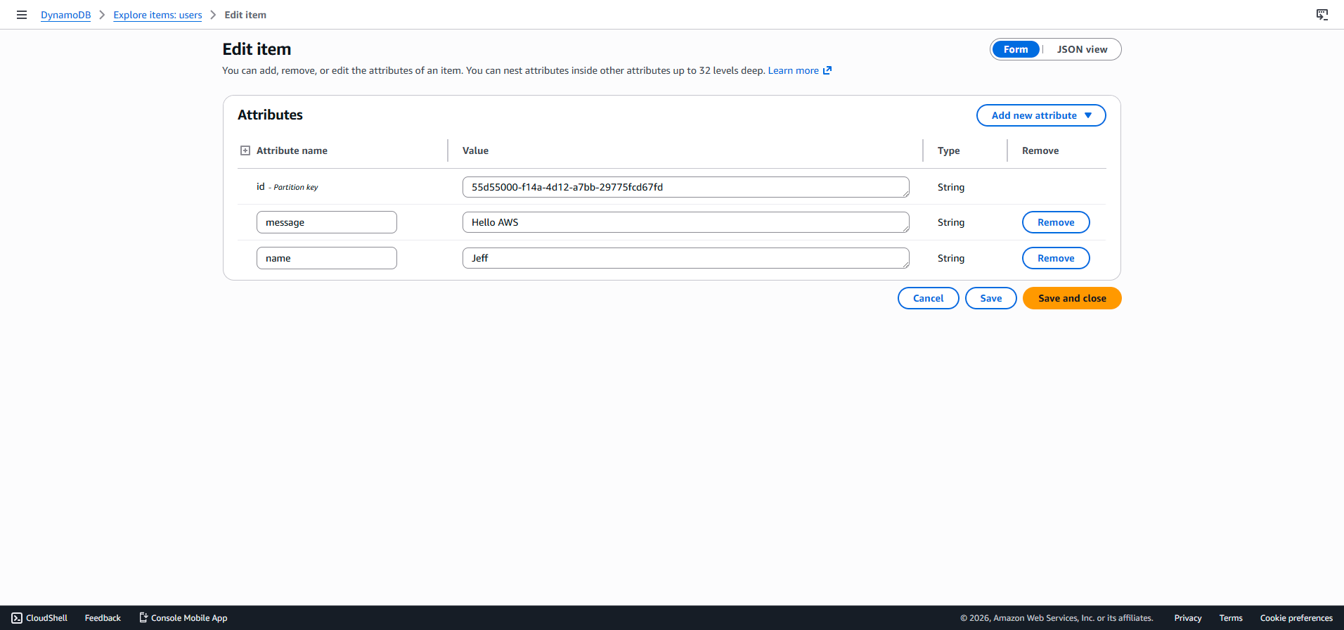 DynamoDB Live Items