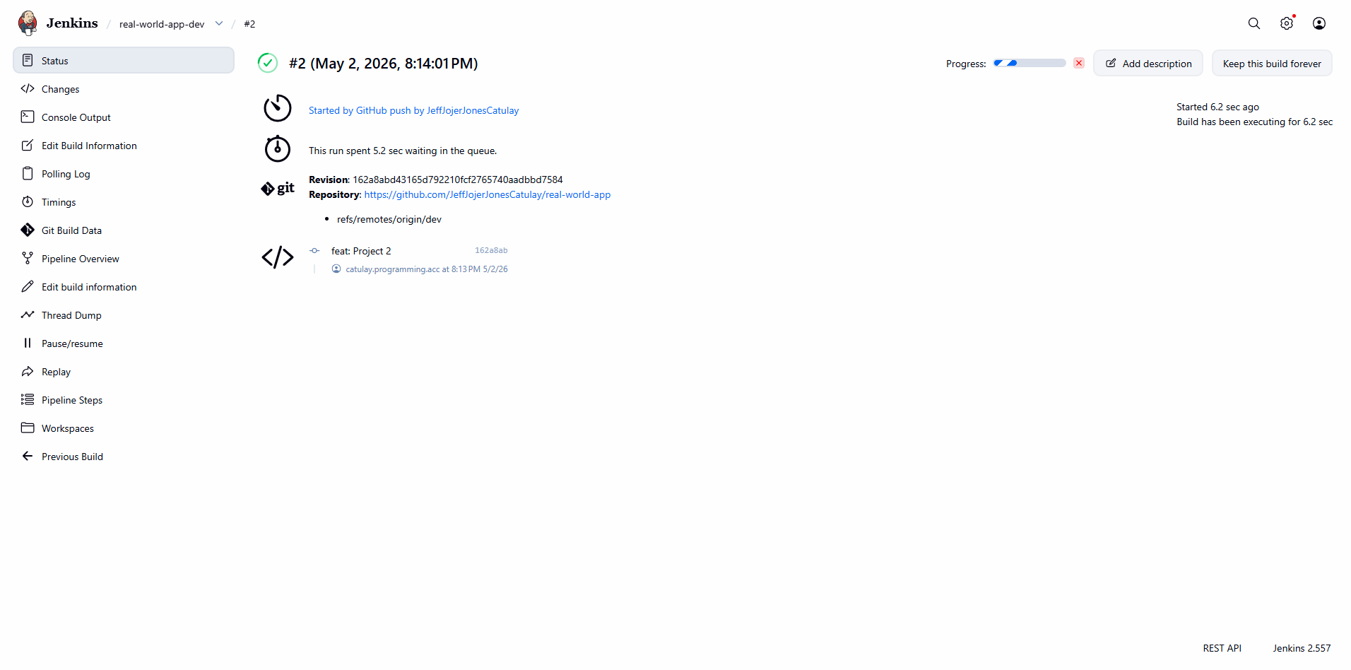 Jenkins Dev Job